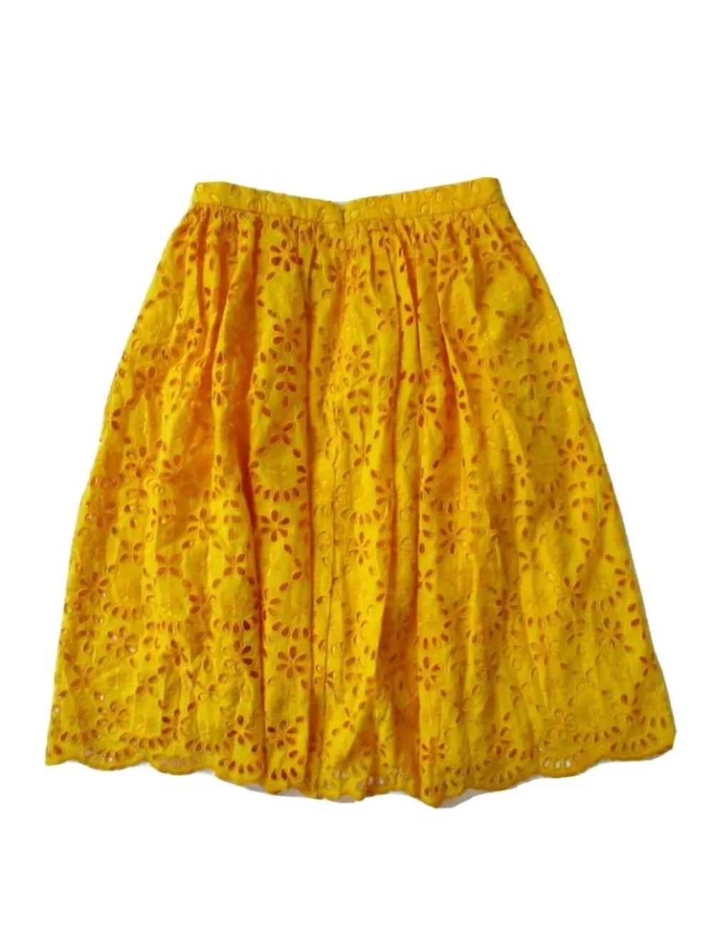 NWT J.Crew Full Midi in Rich Saffron Yellow Embroidered Eyelet A-line Skirt 4